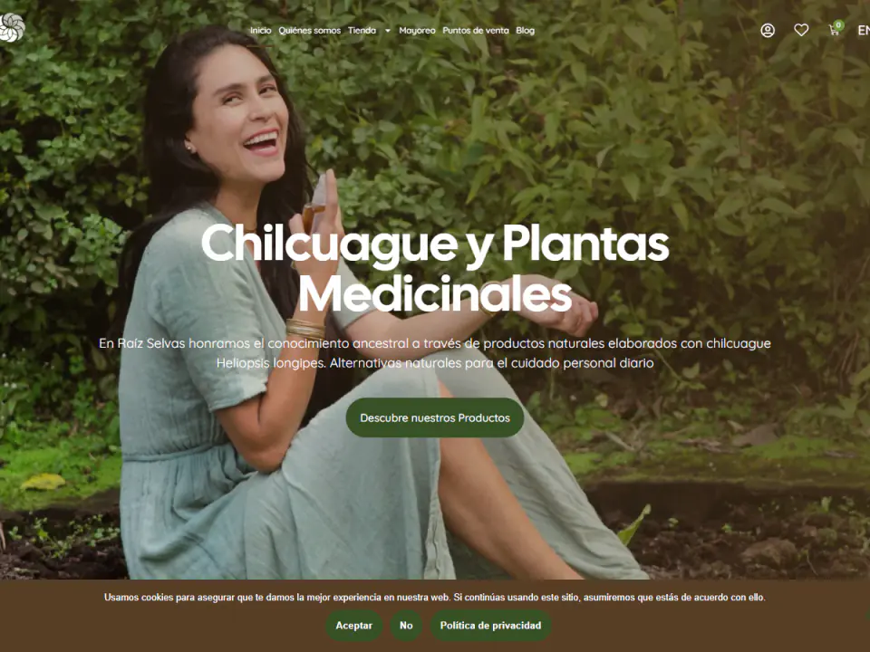 Experiencia digital de Raíz Selvas y sus productos botánicos